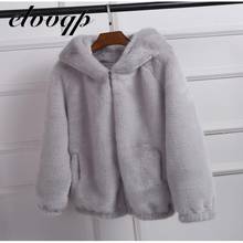 women 2021 New Autumn Winter Faux Fur Coat With Hood Female Fashion Casual Loose Artificial Fur Jacket Fake Rabbit Fur Outwear 2024 - buy cheap