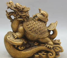 Transporte rápido usps para eua s1930 8 "de cobre chinês ru yi riqueza dragão tartaruga tartaruga estátua escultura 2024 - compre barato
