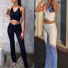 Sexy Women Sleeveless Halter Camisole Skinny Trousers Pants Two Piece Set Outfit casual outfits summer fashion 2024 - buy cheap