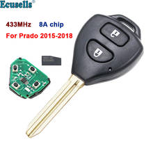 2 кнопки дистанционного ключа fob 433 МГц с 8A чип внутри для Toyota Prado 2015 2016 2017 2018 2024 - купить недорого