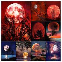 2021 DIY Diamond Painting Moon Red Landscape Cross Stitch Full Square Drill 5D Diamond Embroidery of Rhinestones Home Decor Gift 2024 - buy cheap