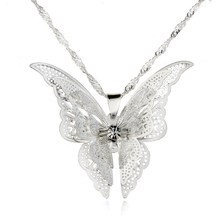 Moda prata chapeado liga forma borboleta pingente link corrente colar inseto moda jóias 2024 - compre barato