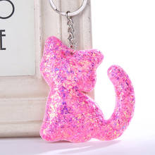 20pcs/lot Hot Sale Cat Cartoon Pendant Sequins Glitter Keychain Charm Pendant Bag Car Key Chain Jewelry Accessories Wholesale 2024 - buy cheap