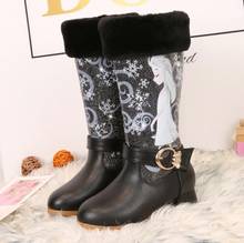 Princess Kids High Snow Boots Girls Winter Warm Plush Fashion Boots Cartoon Print Children's Over The Knee Martin Boots 2024 - buy cheap