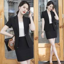 Summer Formal Women Bsiness Suits with Skirt and Jacket Sets Black Blazer Ladies Work Wear Office Uniform Style Short Sleeve 2024 - buy cheap
