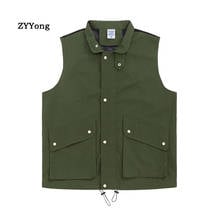 Summer Outdoor Men Vest Jackets Fashion Streetwear Hip Hop   Stand Collar Sleeveless Military Youth Waistcoat Coat Cool Clothing 2024 - buy cheap