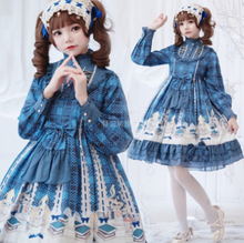 kawaii girl gothic lolita op loli cosplay Palace vintage sweet lolita dress falbala stand bowknot cute printing victorian dress 2024 - buy cheap