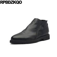 High Quality Shoes Korean Genuine Leather Italian Designer Booties Autumn Business Fall Short 2021 Zipper Full Grain Boots Black 2024 - buy cheap