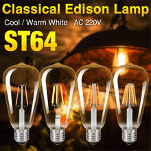 Antique ST64 LED E27 Bulb Retro Lamp Bombillas LED Bulb Edison Light Filament LED Bulb 220V 4W 8W 12W 16W Light E27 Glass Gold 2024 - buy cheap
