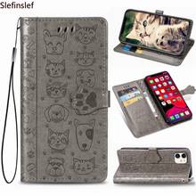 Cute Cat & Dog Embossed Flip Phone Case For Samsung Galaxy S20 Ultra Plus Note 9 10 Pro 5G A51 Flip.Leather Cover Card Slot 2024 - buy cheap