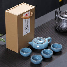 Conjunto de chá kung fu de viagem chinês, 5 peças, cerâmica, portátil, porcelana, serviço, copos de chá, cerimônia de chá, caixa de presente 2024 - compre barato
