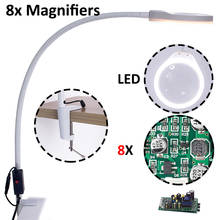 5X 8X 10X Flex Gooseneck Arm Loupe Magnifying Glass Lens Versatile 2 in 1 Lighted Magnifier Desk Lamp Adjustable LED Light-White 2024 - buy cheap