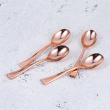 24Pcs Mini Spoons Plastic Cake Spoons Disposable Dessert Ice-Cream Cupcake Pudding Jelly Tea Spoon For Home Shop Party Rose Gold 2024 - buy cheap