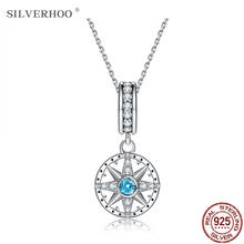 SILVERHOO-collar de plata de ley 925 con colgante de estrella de ocho puntos, joyería de circonia cúbica azul, redondo, regalo superventas 2024 - compra barato