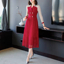 Vestido de encaje francés para mujer, prenda elegante de trabajo con solapa, longitud media, de gama alta, primavera 2021, zh420 2024 - compra barato