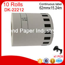 10 Refill Rolls Generic DK-22212 Label 62mm*15.24M Continuous Compatible for Brother Label Printer White Color DK-2212 DK22212 2024 - buy cheap