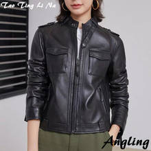 2021 Women New Fashion Genuine Real Sheep Leather Jacket G14 2024 - buy cheap