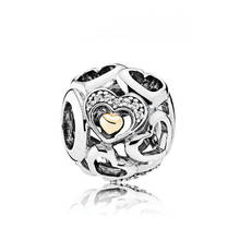Authentic 925 Sterling Silver Bead Heart of Romance Charm Fit Fashion Women Pandora Bracelet Bangle Gift DIY Jewelry 2024 - buy cheap