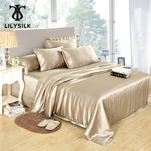LilySilk-Conjunto de ropa de cama de lujo con 4 piezas, ropa de cama de seda, Queen King, puro, 100 Mulberry, sin costuras, 25 Momme, Envío Gratis 2024 - compra barato