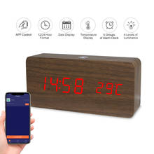 Alarm Clock Digital LED Electronic Clocks Table Clock with Temperature Calendar Time Brightness Sound APP Control Clock USB 2024 - buy cheap