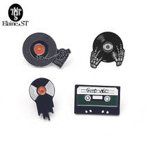 GOOD VIBES-Cinta de CD con Calavera, accesorio para parejas, discos de vinilo de mano, broche esmaltado de jugador de gramófono, insignia para amantes de la música 2024 - compra barato