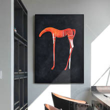 Modern Artistic Horse Canvas Painting Abstract Black and Orange Poster Print Fashion Wall Art Picture for Living Room Art Studio 2024 - buy cheap