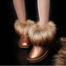 Fur snow boots winter low tube ladies cotton boots plus velvet warm women's shoes 2024 - buy cheap