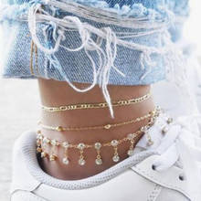 3Pcs/set Bohemian Ankle bracelets Silver Color Anklets for Women Summer Beach Beads on the Leg Anklet Sets Foot Chain Jewerly 2024 - buy cheap