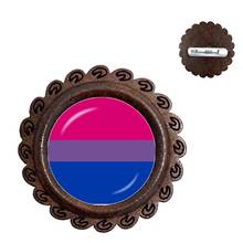 Lgbt broche bi orgulho 20mm cúpula de vidro gay orgulho pinos arco-íris bandeira foto de vidro cabochão colarinho de madeira pino para mulher amante presente 2024 - compre barato