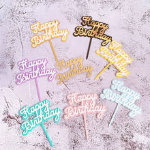 Новый акриловый торт с днем рождения, золотой, розовый, двухслойный торт, Топпер для девочек, день рождения, торт, украшения детский душ 2024 - купить недорого