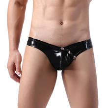 Ropa interior Sexy Gay para hombres, calzoncillos íntimos de cuero de imitación, bragas sólidas con hebilla desmontable, bolsa de tiro bajo, Cueca, M-XXL 2024 - compra barato