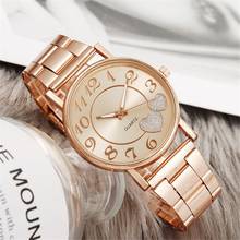 Relógio dourado feminino quartz, pulseira de malha, aço inoxidável, analógico redondo 2024 - compre barato