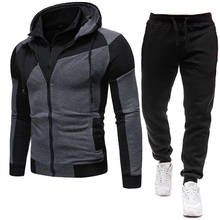 New Autumn Winter Men Tracksuit 2 Piece Sets Hoodies+Pants Sweater Sports Suit Streetswear Zipper Jackets Trouse Set 2024 - buy cheap