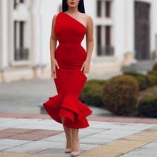 Sexy One Shoulder Mermaid Dark Red Cocktail Dress for Wedding Party Evening Graduation Homecoming Robe De Soriee 2022 2024 - buy cheap