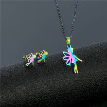 Bijoux Statement Angel Necklaces & Pendants for Women Girls Stainless Steel Ballet Earings Jewelry Set Colorful Cute Collares 2024 - buy cheap