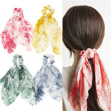 Tie Dye Chiffon Long Ribbon Elastic Hair Band Ponytail Holder for Women Scrunchy Gum Ties Headwear Hair Accessories Ornaments 2024 - buy cheap