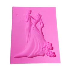 Forma de silicone para decoração de bolo, noiva e noivo, molde de fondant para dança, ferramenta de decoração de bolo, chocolate, design de casamento, h579, 1 peça 2024 - compre barato