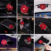 Mesh Rose Red Flower Car Interior Decoration Accessories Set Headrest Pillow Seatbelt Gear Handbrake Armrest Cover Seat Cushion 2024 - buy cheap