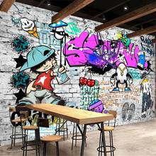Diantu personalizado mural papel de parede estilo moda tendência rua arte graffiti tijolo papel de parede fundo restaurante decoração 2024 - compre barato