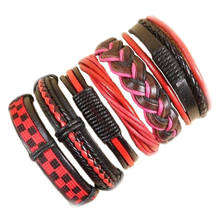 Handmade Jewelry Wholesale 6pcs/lot Ethnic Tribal Bracelet Multi-Layer Adjustable Fashion Leather Bracelet  For Women S73 2024 - buy cheap
