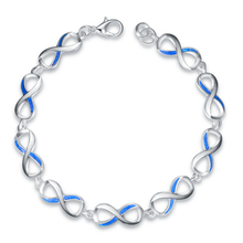 Trendy Silver Plated Link Chain Blue Opalite Opal Bracelet Stackable Number 8 Charm Jewelry 2024 - buy cheap