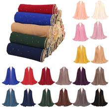 180*75cm Muslim Women Headscarf Chiffon Hijab Long Scarf Crystal Rhinestone Shawl Wrap Islamic Turban Headwrap Solid Color New 2024 - buy cheap