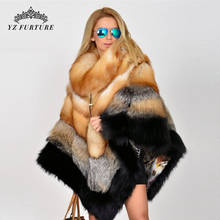 2022 Hot Sale Variety Women's Winter Jacket Real Fox Fur Shawl Poncho Scarf Autumn Winter Warm Slim Real Fur Natural Coat 2024 - buy cheap