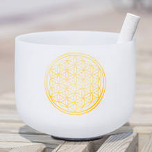 1PC 10inch 440Hz or 432Hz  Flower of life Design Note CDEFGAB any one Frosted Quartz Crystal Singing Bowl 2024 - buy cheap