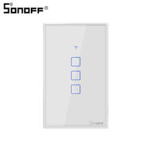 Sonoff interruptor wi-fi 220v/luz/módulo t2 us 1/2/3c 315 rf/app, controle remoto, casa inteligente, parede, interruptor compatível com alexa 2024 - compre barato