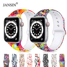 JANSIN Printed Silicone Band for Apple Watch 38mm 42mm 40/44mm Soft Silicone sport Strap Bands iWatch Series 6 SE 5 4 3 bracelet 2024 - buy cheap