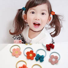 Cute 16pcs/set 2.5cm Scrunchie Hair Accessories for Girls Bows Wool Crochet Flowers Kids Toddlers Hair Ties Rope Bands Hairbands 2024 - buy cheap
