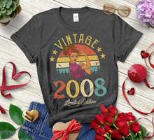 Vintage 2008 Limited Edition Retro T-Shirt Funny 13rd Birthday Gift Party Harajuku Female Clothing Cotton Funny Sleeve Top Tees 2024 - buy cheap