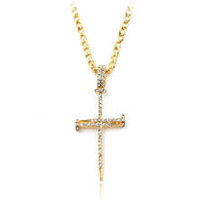 Золотой цвет крест сплайсинга кулон ноготь ожерелье хип-хоп кубического циркония Ожерелья для женщин мужчин рок puunk ювелирные изделия 2024 - купить недорого