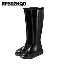 Boots Flatform Waterproof Luxury Brand Shoes Women Knee High Fashion Custom Plush Muffin Long Patent Leather Fluffy Black Snow 2024 - buy cheap